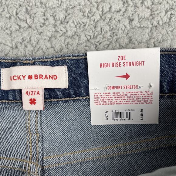 Lucky Brand Zoe High Rise Straight Leg Ankle Jeans Studded 4/27 NEW $149 MSRP - Picture 5 of 9